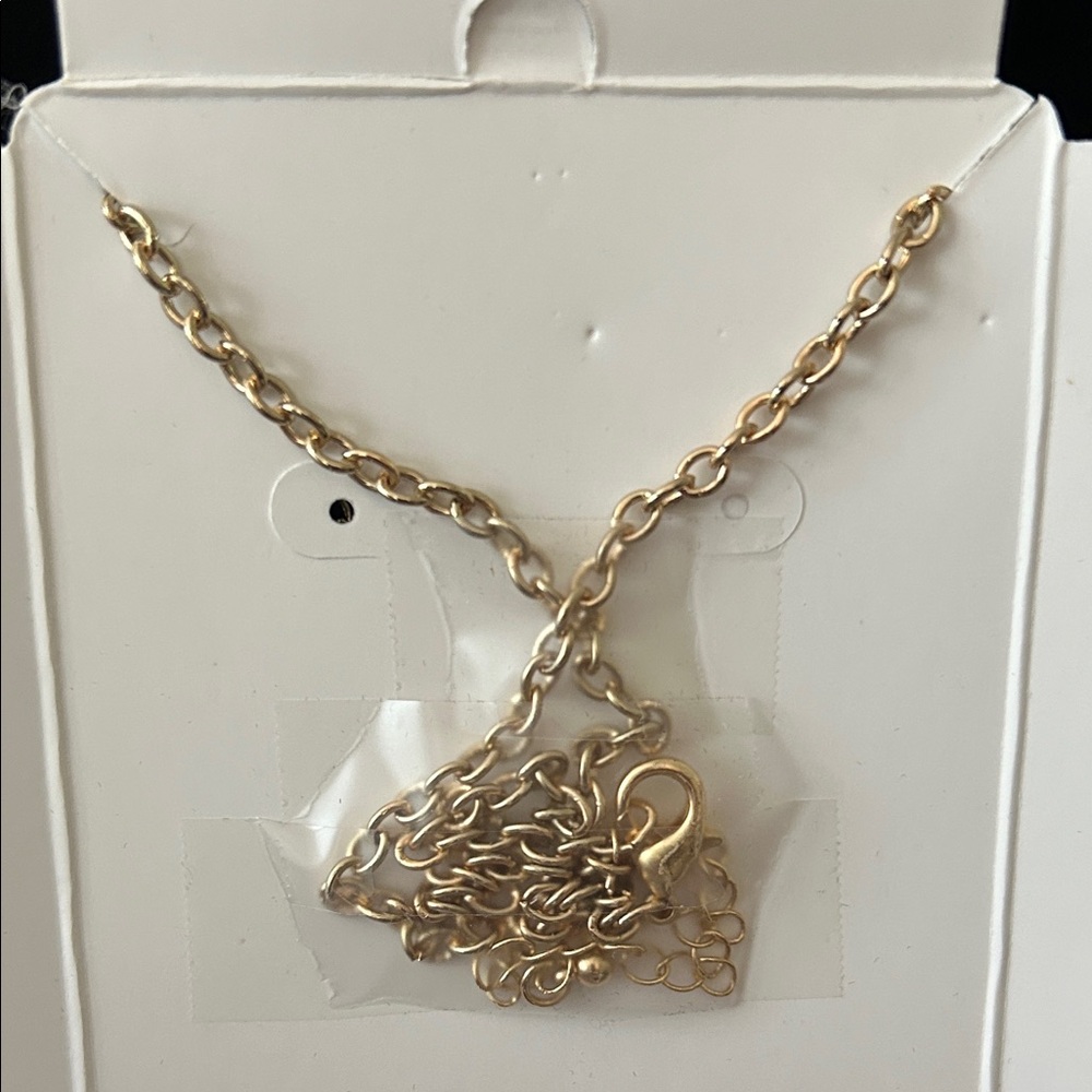 Elegant Gold and Pink Floral Pendant Necklace - Picture 2 of 3